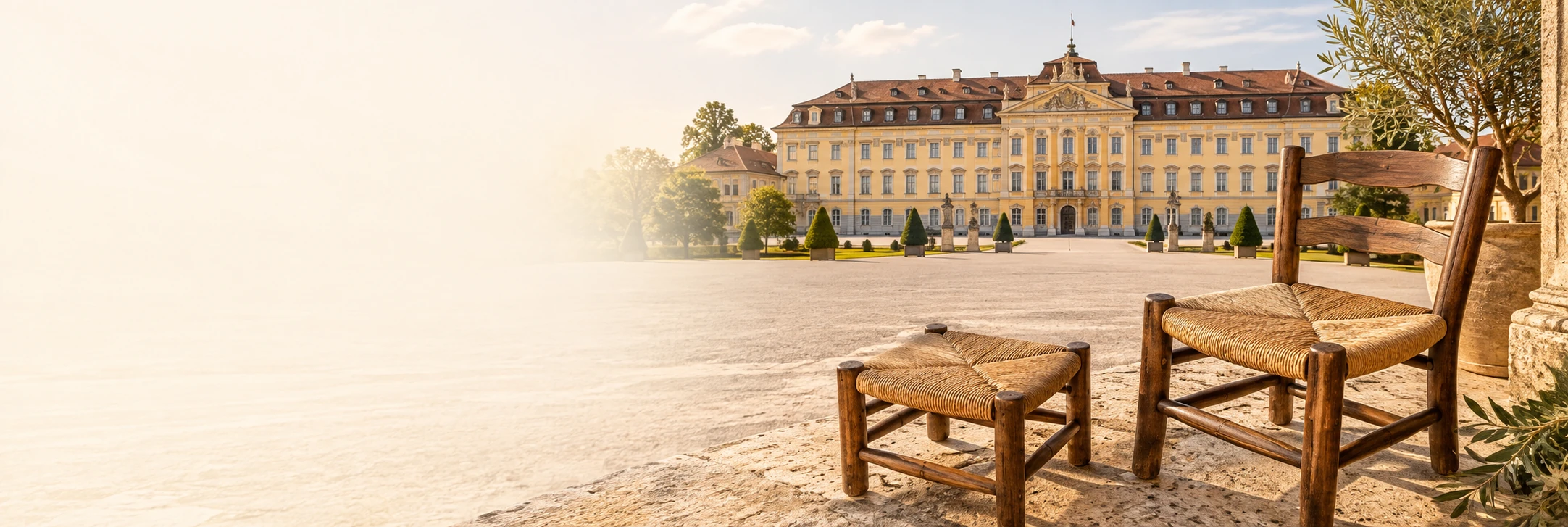 Binsenmöbel und Ansbach – Residenz – regionales Bildmotiv