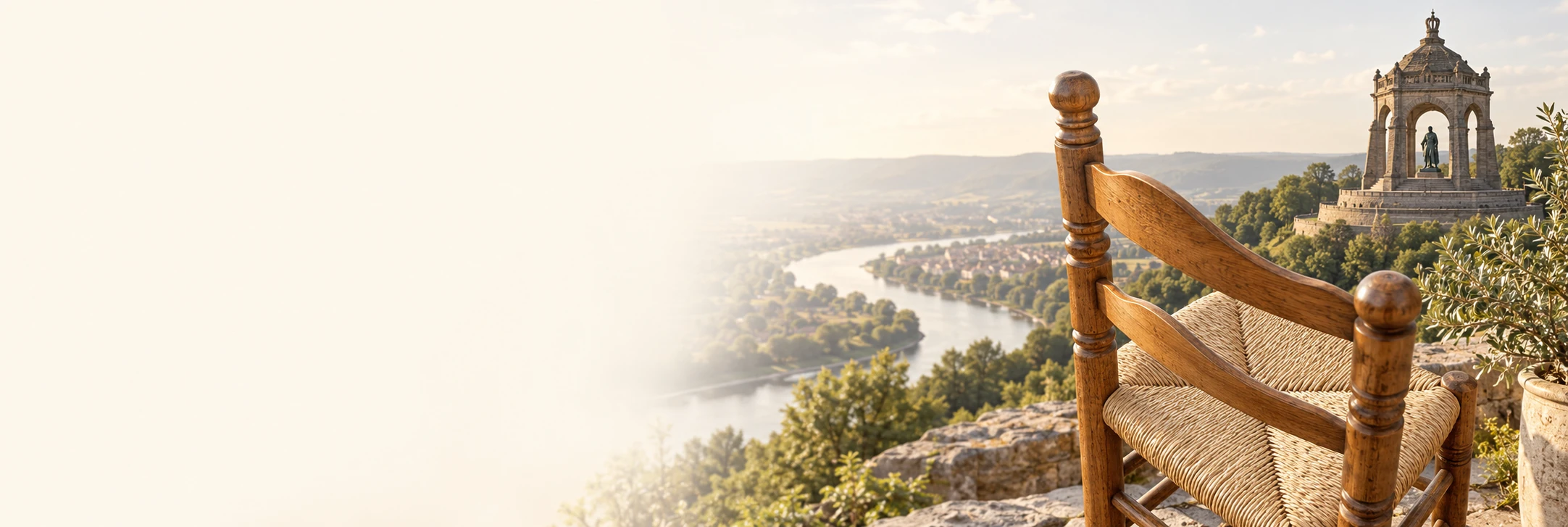 Binsenmöbel und Minden / Porta Westfalica – Kaiser-Wilhelm-Denkmal – regionales Bildmotiv