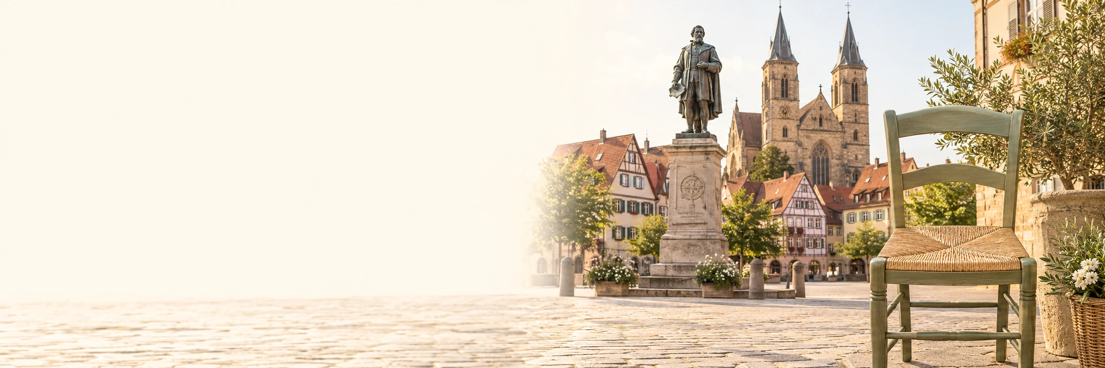 Binsenmöbel und Weil der Stadt – Keplerdenkmal – regionales Bildmotiv